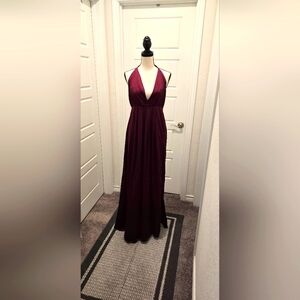 Satin polyester wine dress